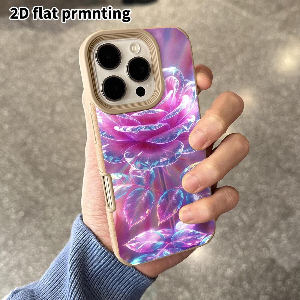 Telefon kılıfı: iPhone 18 17 16 15 14 13Pro koruyucu kılıf için uygun 2D düz kuzu derisi, parlayan pembe gül, Noel ve Cadılar Bayramı hediyesi