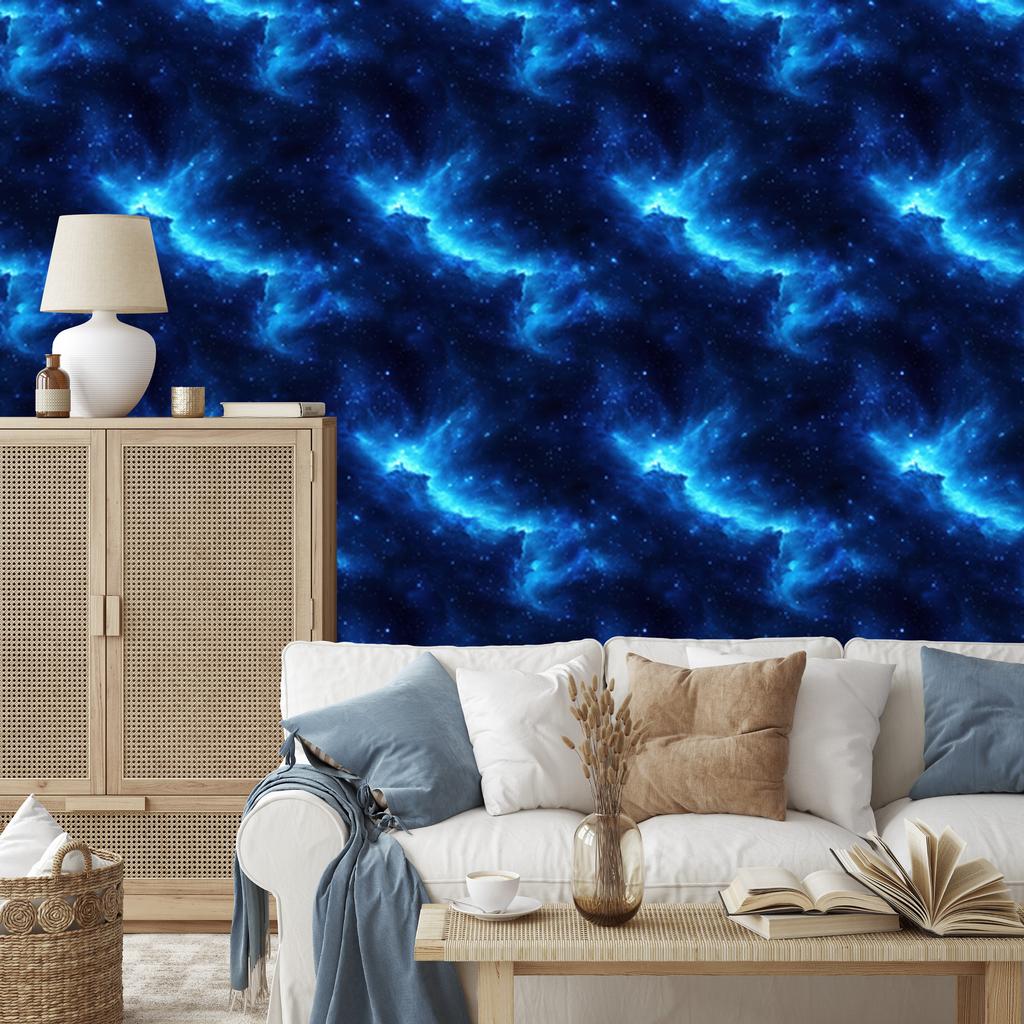 Watercolor Galaxy Wallpaper Navy Blue, Bottom Blue 50x1000
