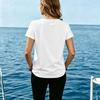Women Casual Short Sleeve T Shirt Round Neck Button Detail Leopard Print Patchwork Top Lightweight Soft Fabric