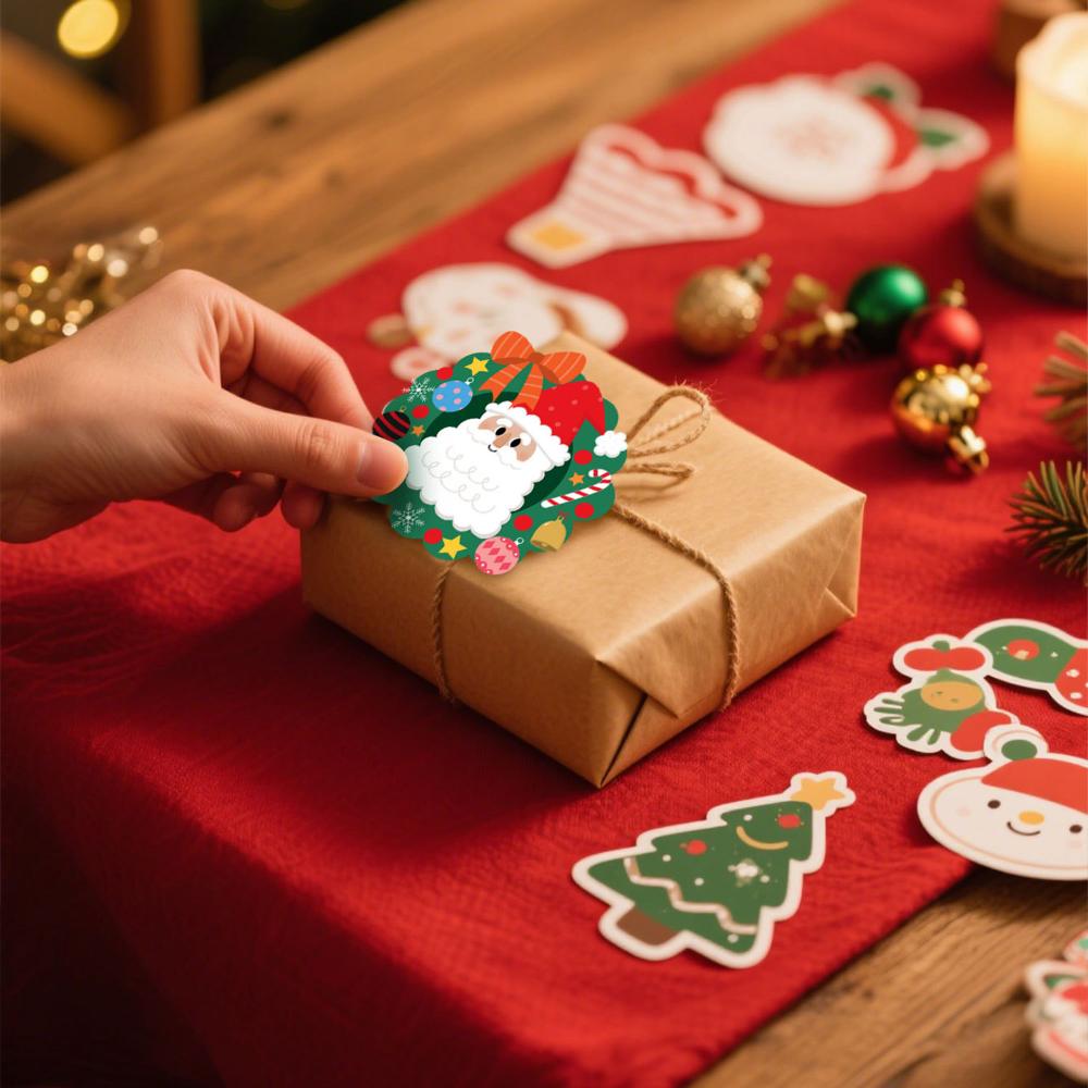 Cartoon Christmas Sticker Gift Sticker For Diy Decor Gift Wrapping Holiday Party