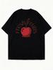 Oversized T Shirt Black Fresh Fruits Cherry Print Graphic Tee Casual Summer Wear