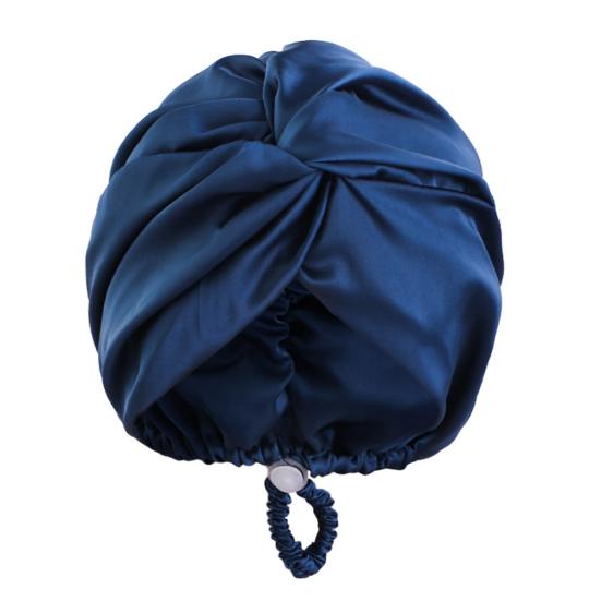 Hair Care Hat Adjustable Telescopic Double Layer Satin Shower Cap Knotted Design Waterproof Hair Bonnet