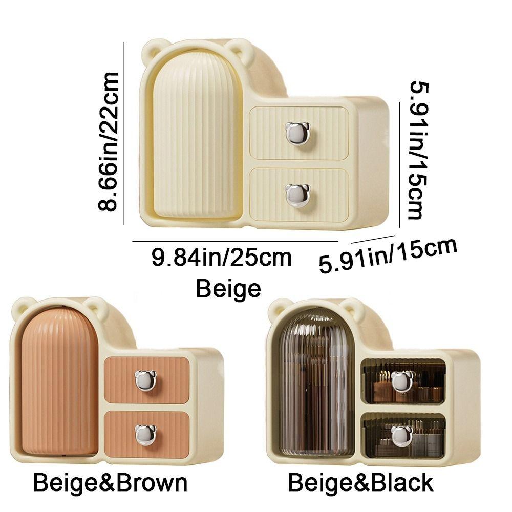 Plastic 360° Rotating Cosmetic Storage Box Wall Mounted Large Capacity Lipstick Eyeliner Stand Box Dustproof Space-saving