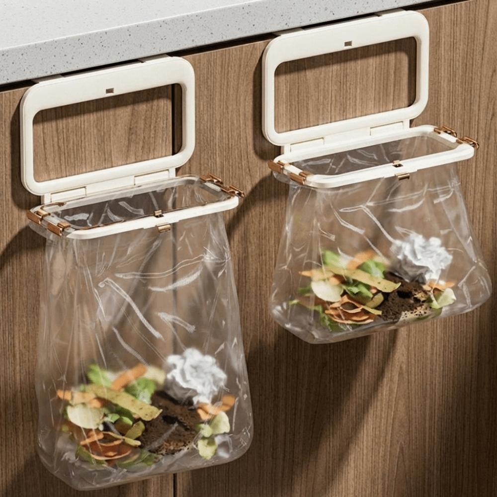 Plastic Folding Trash Bag Holder No-Drill Plastic Bag Holder Waste Bag Rack  for Kitchen