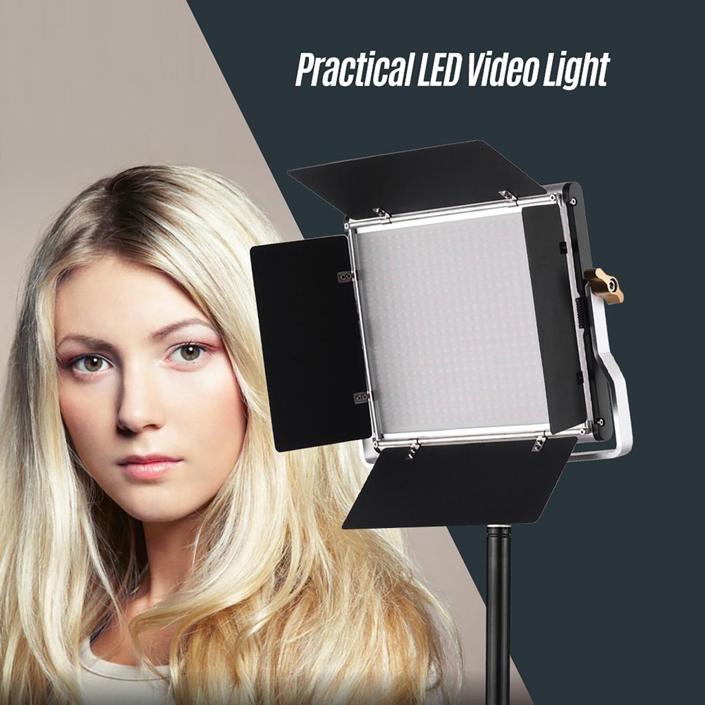 LED Video Light Panel Fill-in Lamp with Barn Door 480 LED Bds Brightness 3200K-5600K Color Temperature for Studio Photography Video Shootin