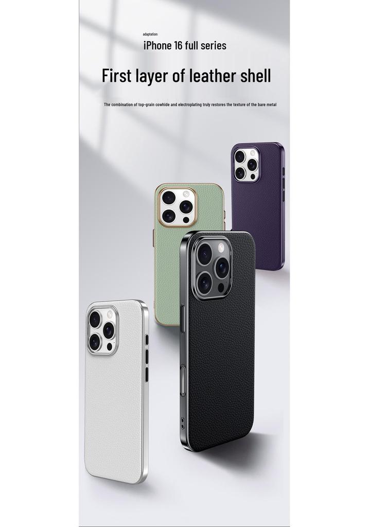 Metal Lensli ve Kaplamalı Yüksek Kalite Koruyucu Kılıf ile iPhone 15 için Apple 16Pro Max Orijinal Deri Telefon Kılıfı
