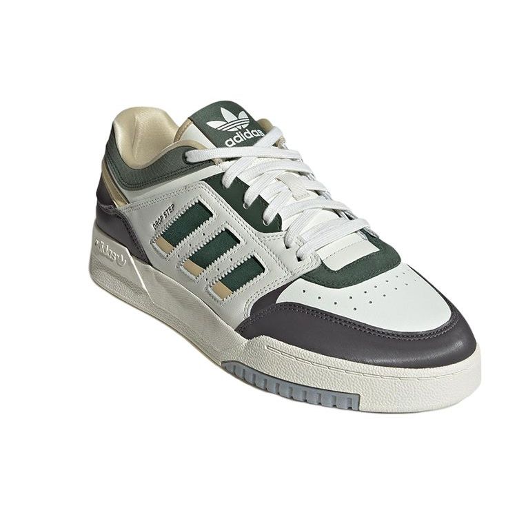 adidas Originals Drop Step Synthetic Leather Non-Slip Low-Top Skate Shoes Unisex Sneakers White Green IG6065
