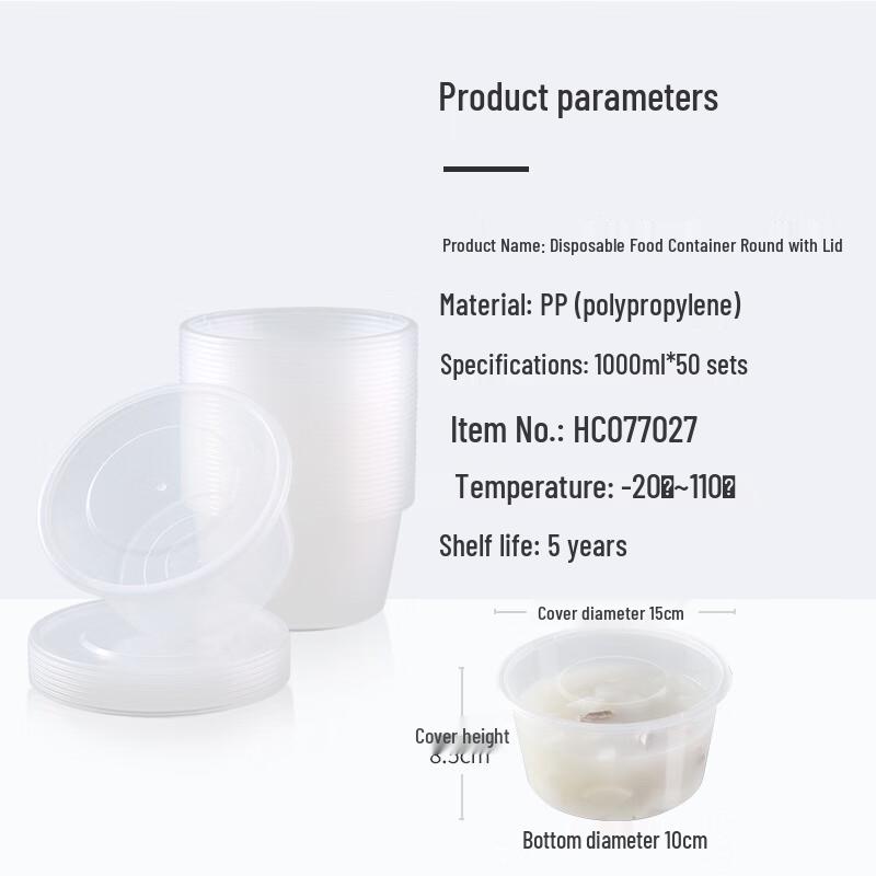 MARYYA Disposable Round Food Containers with Lids