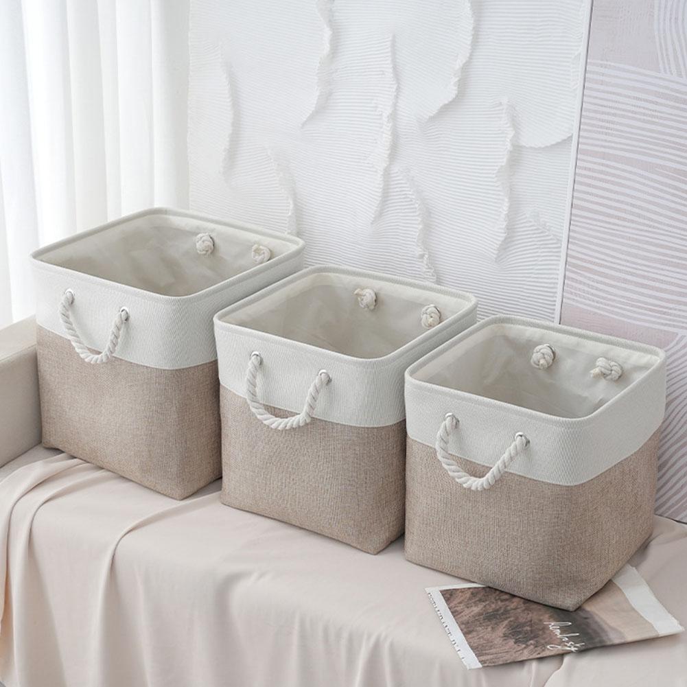 Foldable Storage Cubes Bins for Home Collapsible Fabric Storage Baskets with Ropes Office Closet Clothes Toys Organizer
