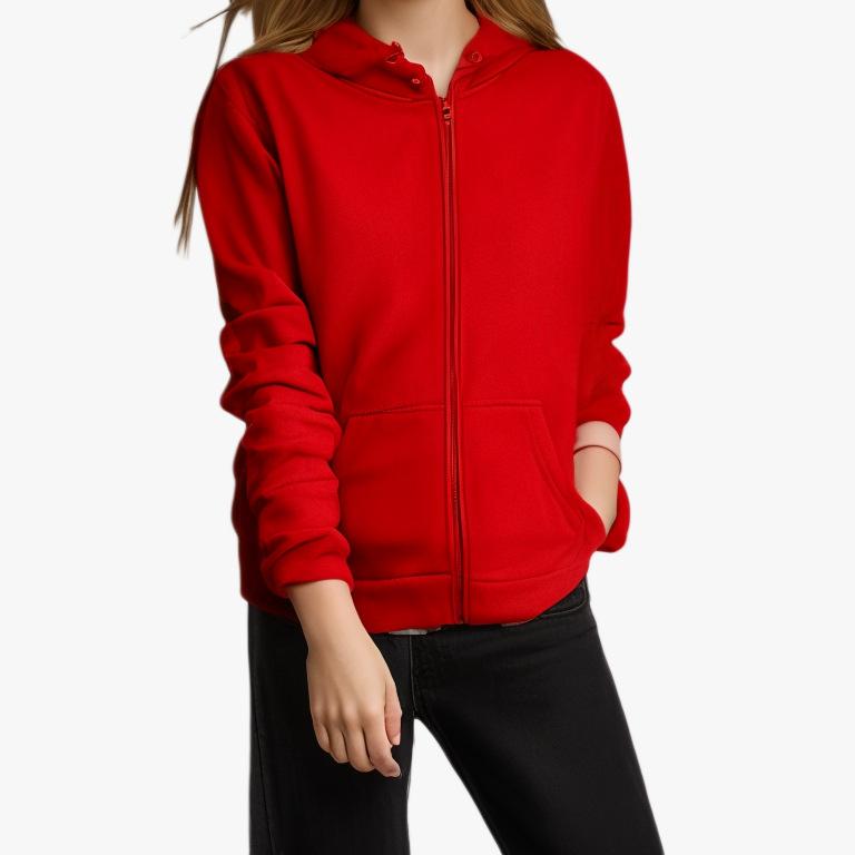 Women's Autumn Fashion Zipper Hoodie Long Sleeve Hooded Pullover Sweatshirt Casual Solid Color Tops with Pockets