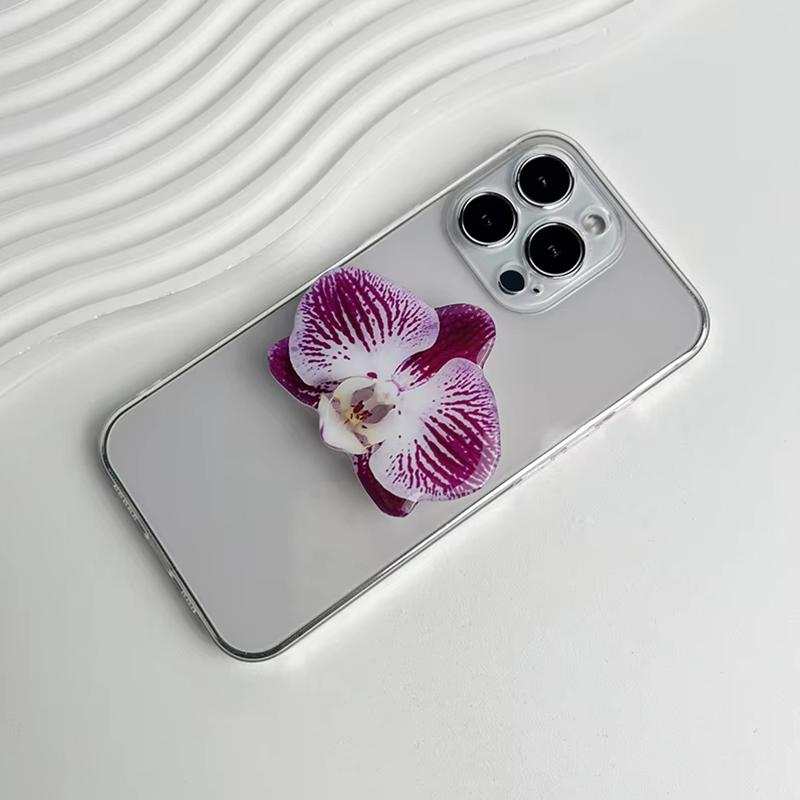 Akrylový stojánek na telefon s orchidejí Velký květ Stolní držák na telefon s airbagem Skládací podpora mobilního telefonu Kapkové lepidlo Držák na telefon s orchidejí