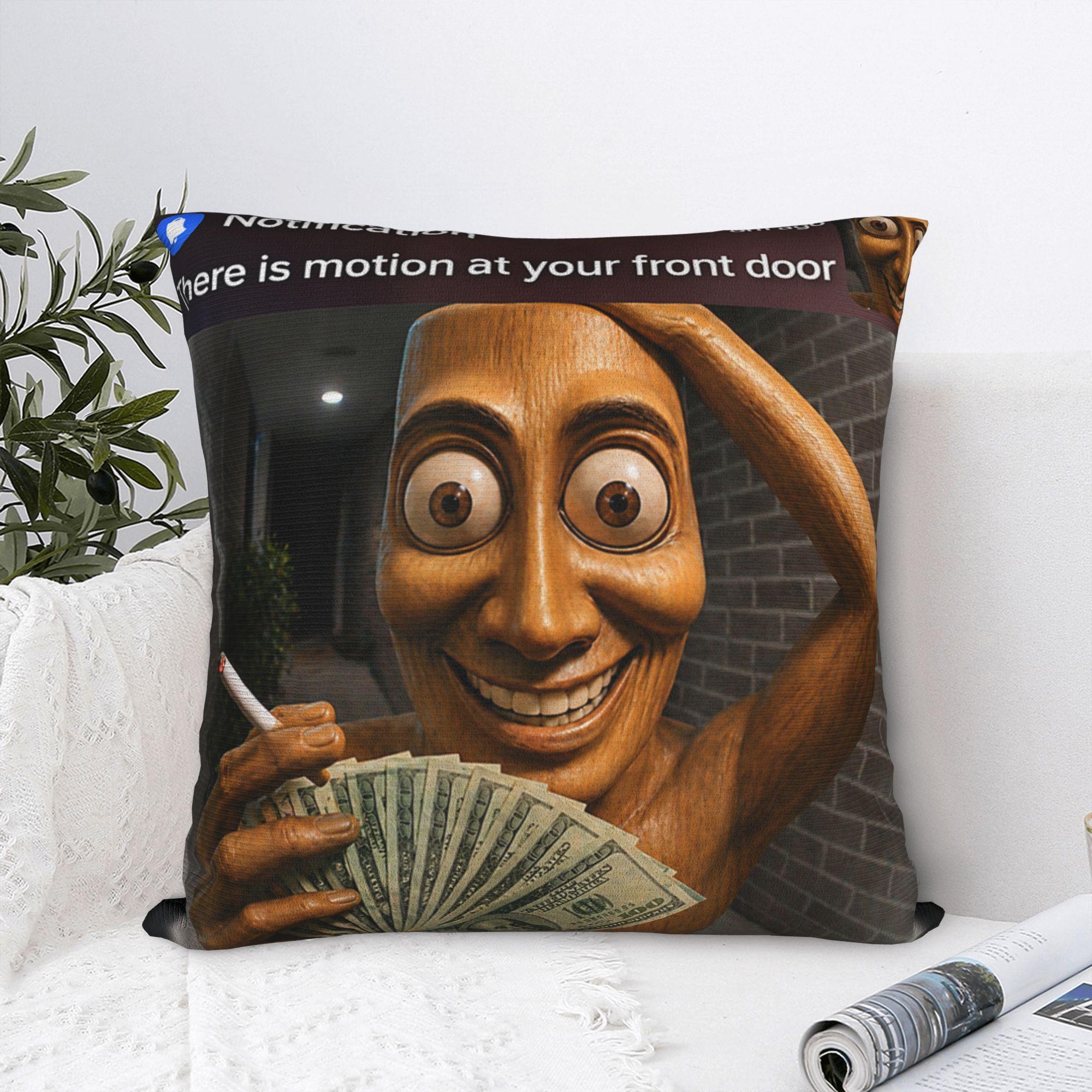 Fine Glasses Unisex Pillow Case There Is Motion At Your Front Door Tung Sahur Tuff Meme Print Pillow Cover Trendy Pillowcases