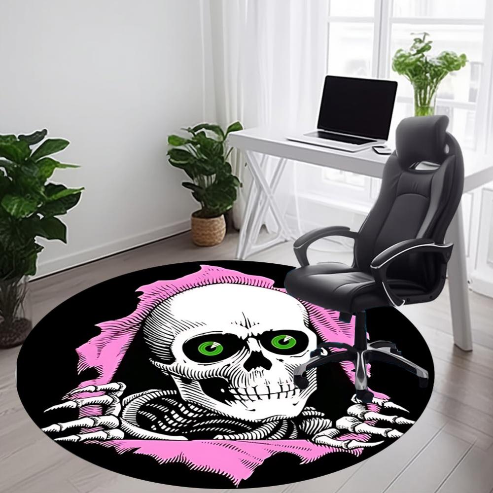 1pc Skull, Ripper Carpet, Round Non Slip Durable Large Size Office Carpet, Suitable for Office