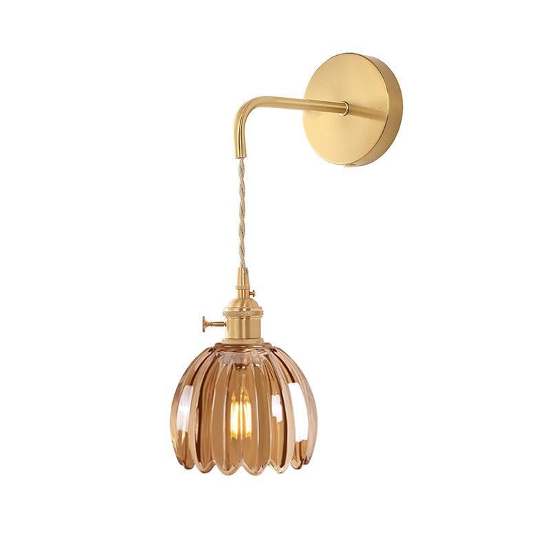 Wireless USB Charging Remote Chandelier with Retro Glass Flowers for Bedroom or Dining Room - Nordic Style