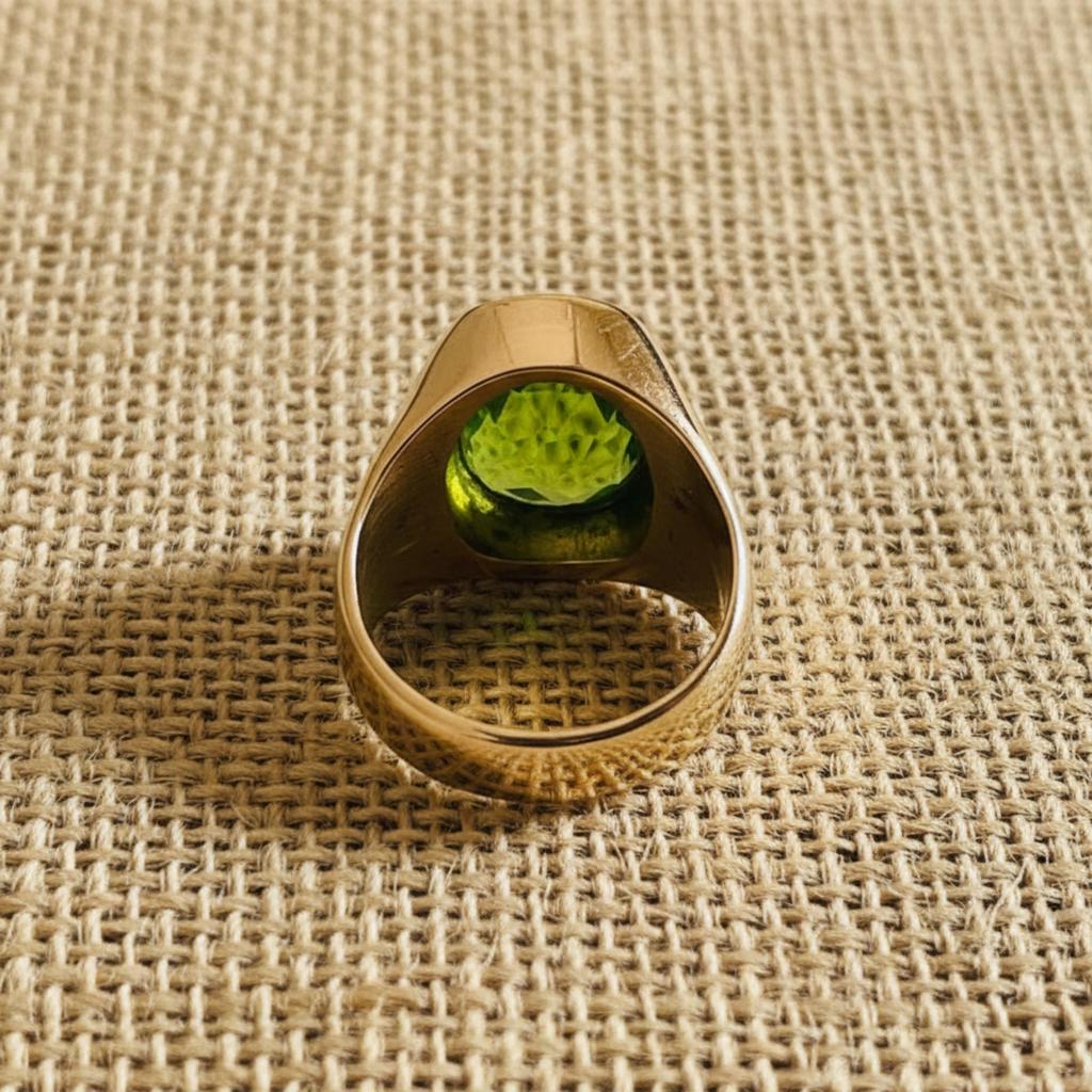 Green Peridot Signet Ring, 925 Solid Sterling Silver, Cushion Shape Gemstone Ring, Everyday Wear Jewelry
