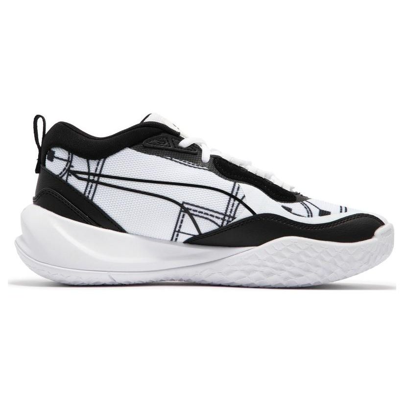 PUMA Playmaker Pro Courtside Unisex Low Top Basketball Shoes Black White 378324-01