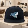 Cute Shark Holding Baseball Cap Polyester Street Style Flat Brim Snapback for Adults