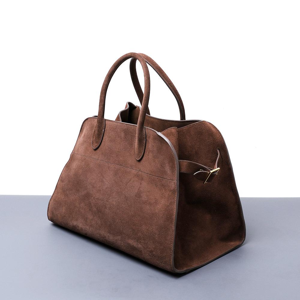 Leather Maillard Leather Velvet Top Tote Bag Women'S Large Capacity Cowhide Commuter Shoulder Bag