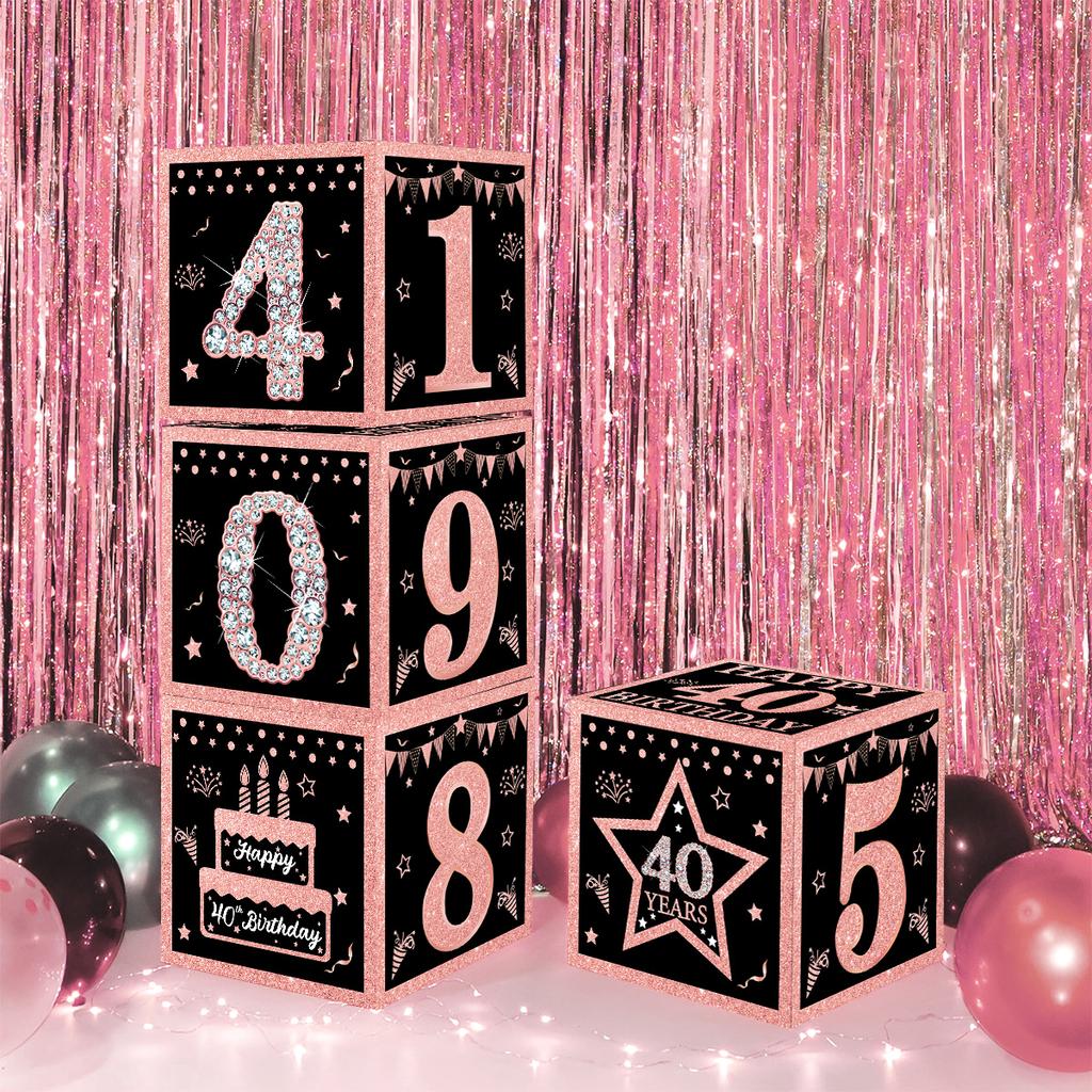 Black Pink Birthday Box 16 21 30 40 50 Year Birthday Party Decor Kids 30th 50th 60th Birthday Party Supplies Favors Anniversary