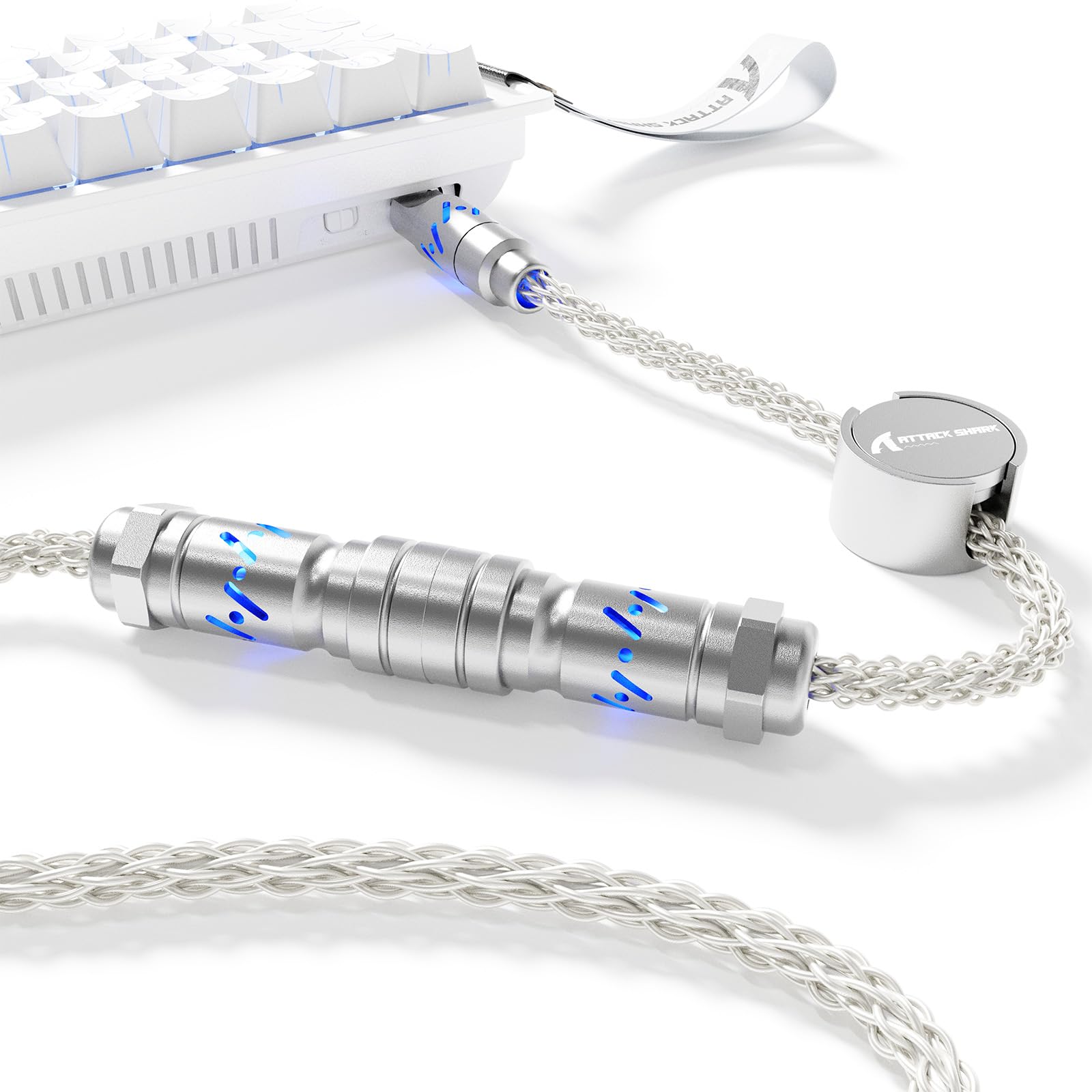 

ATTACK SHARK C07 8 кГц Спиральный Кабель CNC Алюминиевый Сплав Магнитная Монокристаллическая Антенна Белый Кабель, RGB, Обработка, Шильдик, USB-C Type-C, 8-жильный Медный, белый