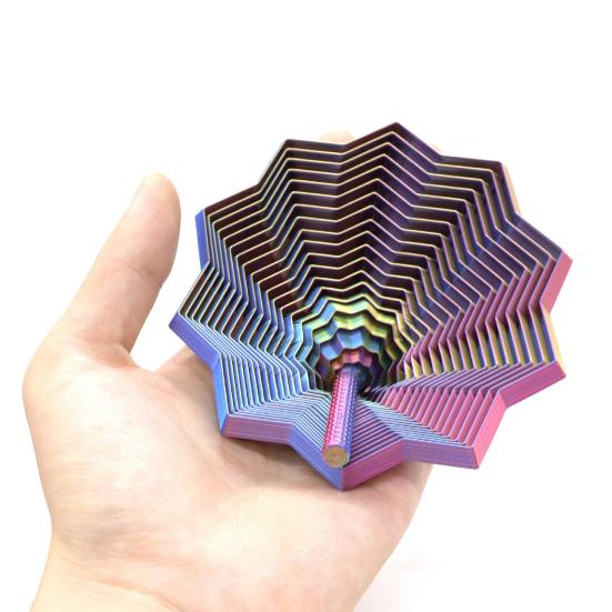 Expandable Sensory Fidget Star 3D Printed Fractal Stress Relief Toy Whirling Spiral Design Fidget Toy with Handle for Anxiety Relief Focus Enhancement