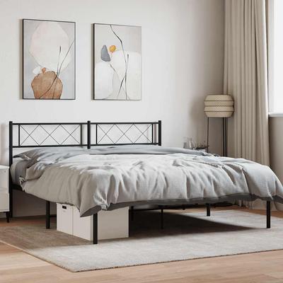 Vidaxl Metal Bed Frame with Headboard, Black, 160X200 Cm