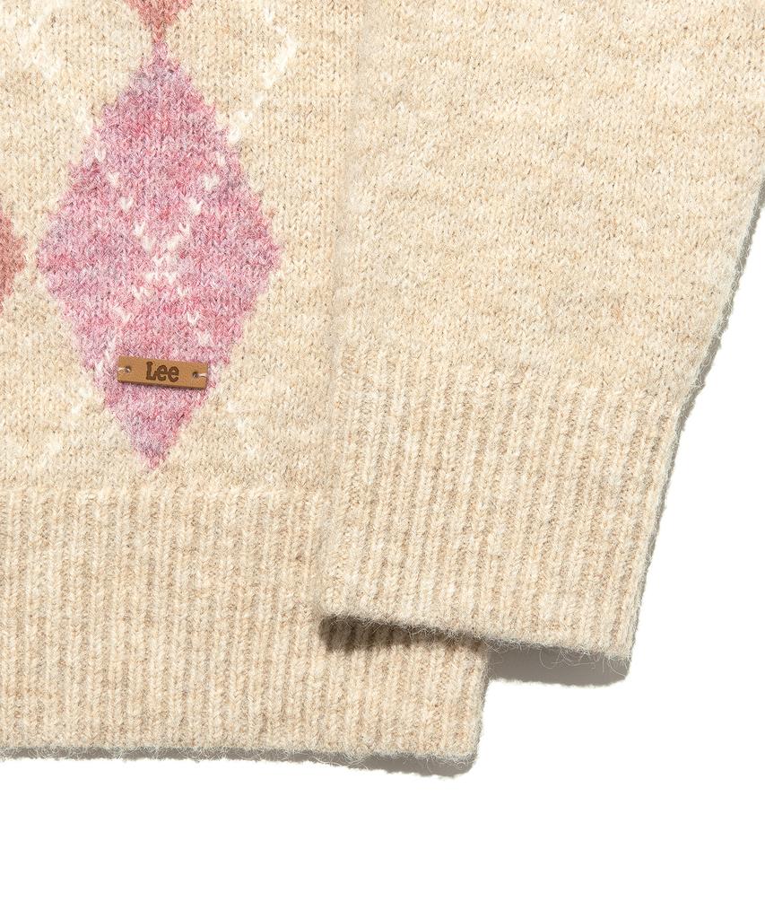 LEE Women'S V-Neck Argyle Knit Beige