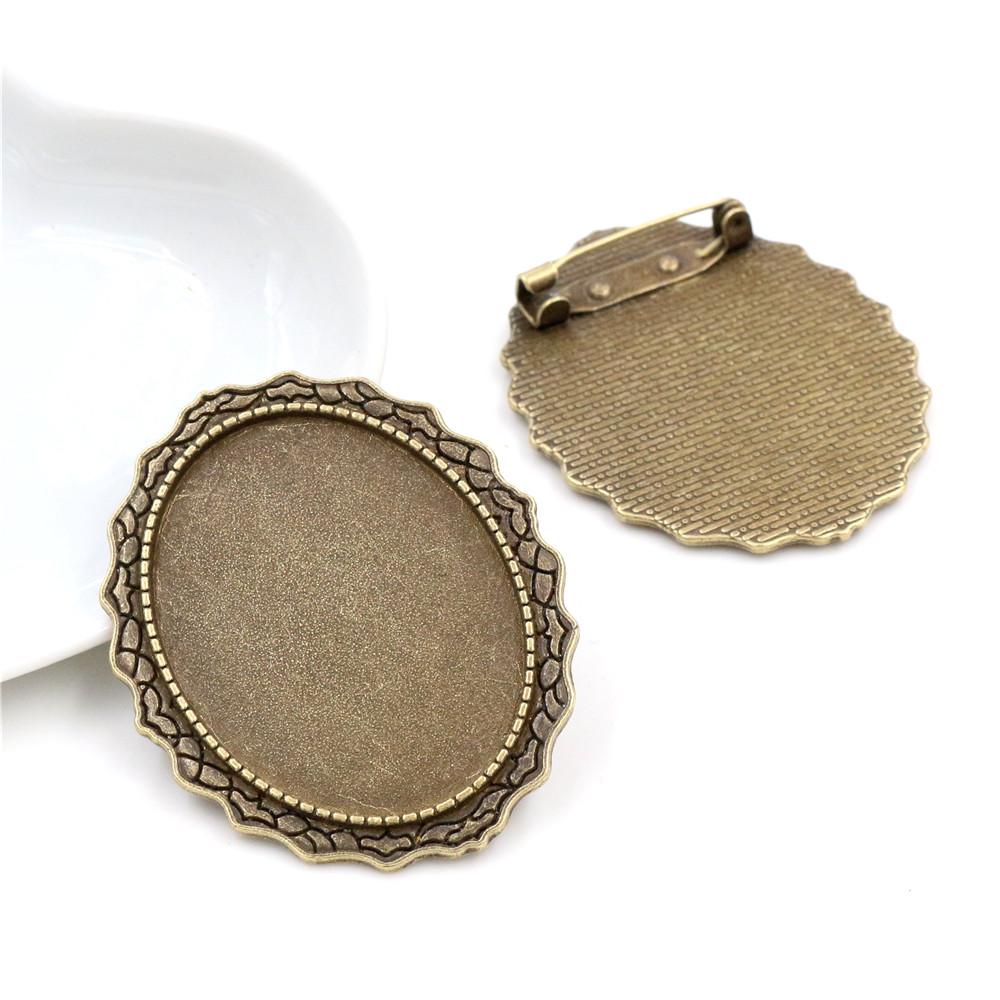New Fashion 5pcs 30x40mm Inner Size Antique Silver Plated Gold Color Bronze Black Pin Brooch Simple Style Base Setting Pendant