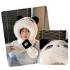 Casual Plush Winter Warm Hat Windproof Cartoon Panda Ear Protection Hat Neck Warmer Thickened Beanies Cap for Women Girls