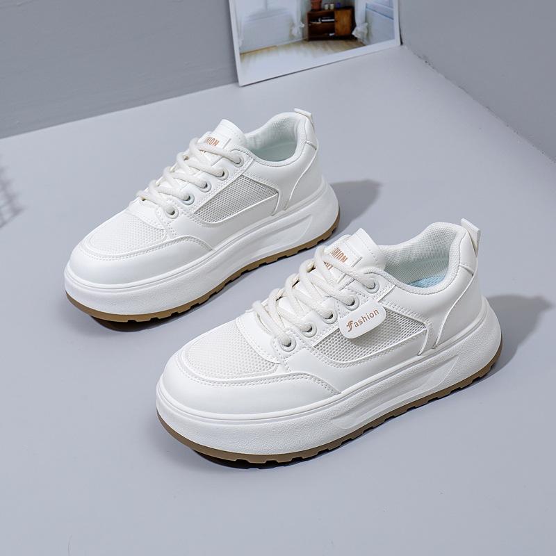 Fashion 2025 Summer Breathable White Shoes for Women Hollow Out Casual Board Shoes Thick Soled Comfortable Sports Shoes Zapatillas Mujer