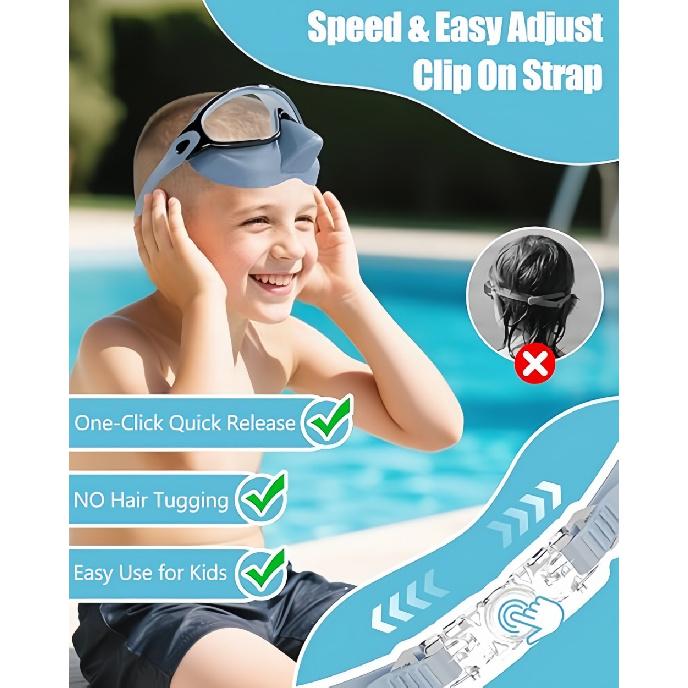 Kids Silicone Nose Cover Swim Goggles Wide View Anti-Fog UV400 Diving Glasses No Leak Pool Swimming Eyewear for Toddlers 3-122