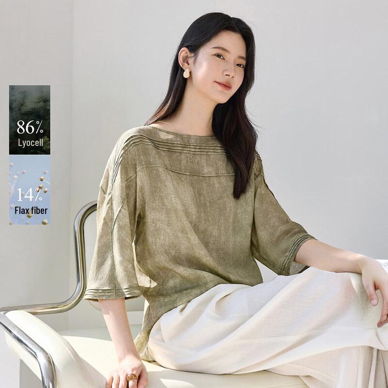 IHIMI Women s Lyocell Linen Vacation Style Shirt M