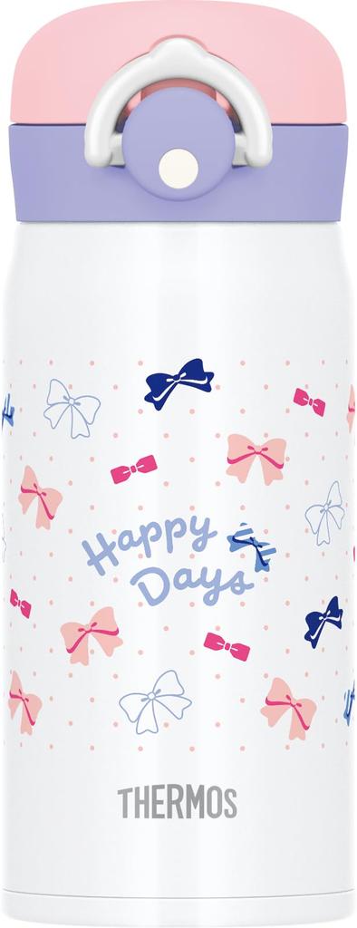 Thermos Water Bottle Vacuum Insulated Mobile Mug 350ml Ribbon White RWH JNR-353G