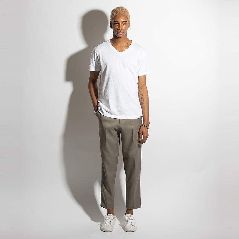 Seuteulaikeu Elegant Cropped Pants (Khaki)