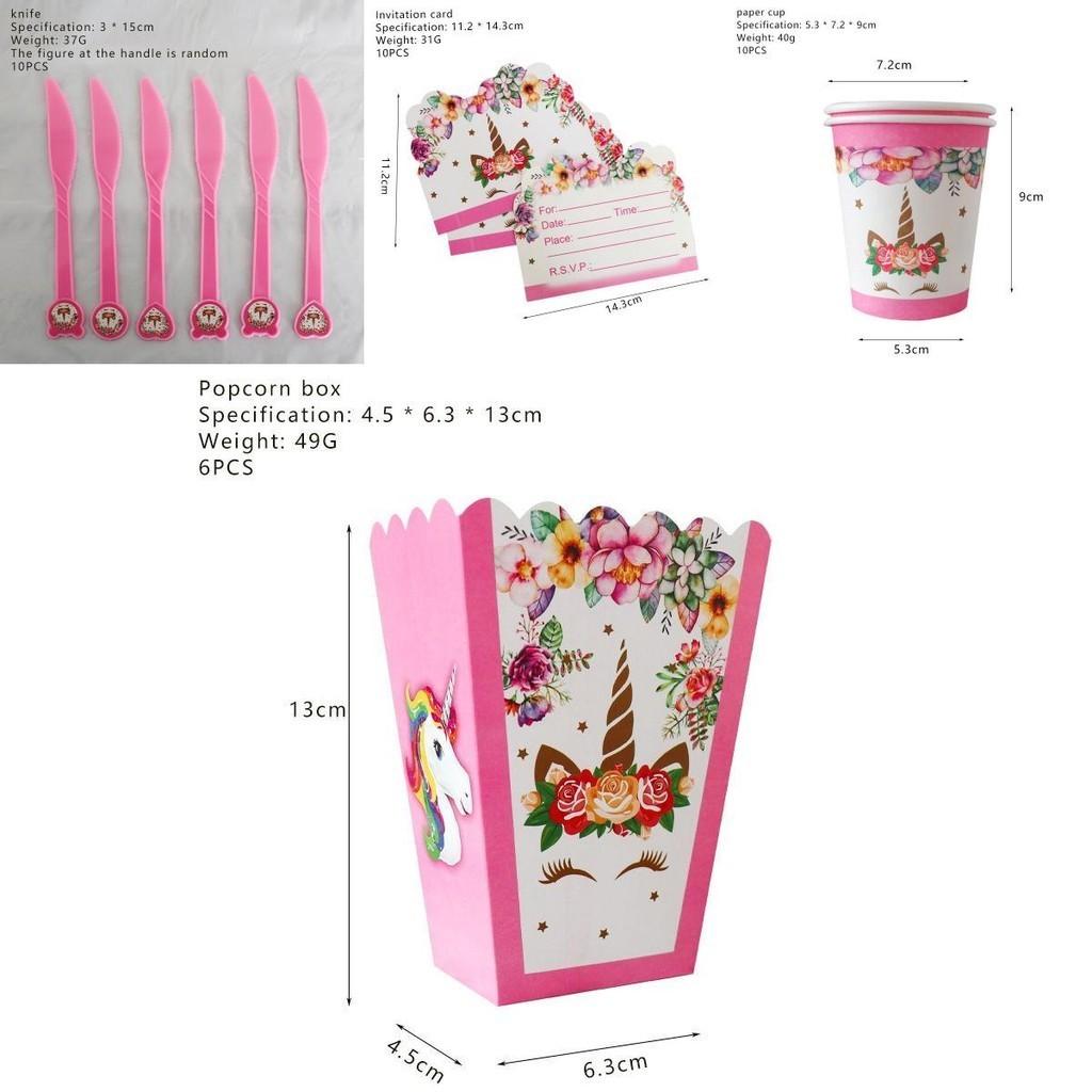 Wreath Unicorn Kids Birthday Party Supplies Magical Tableware Plates Cups Forks Napkins And Gifts