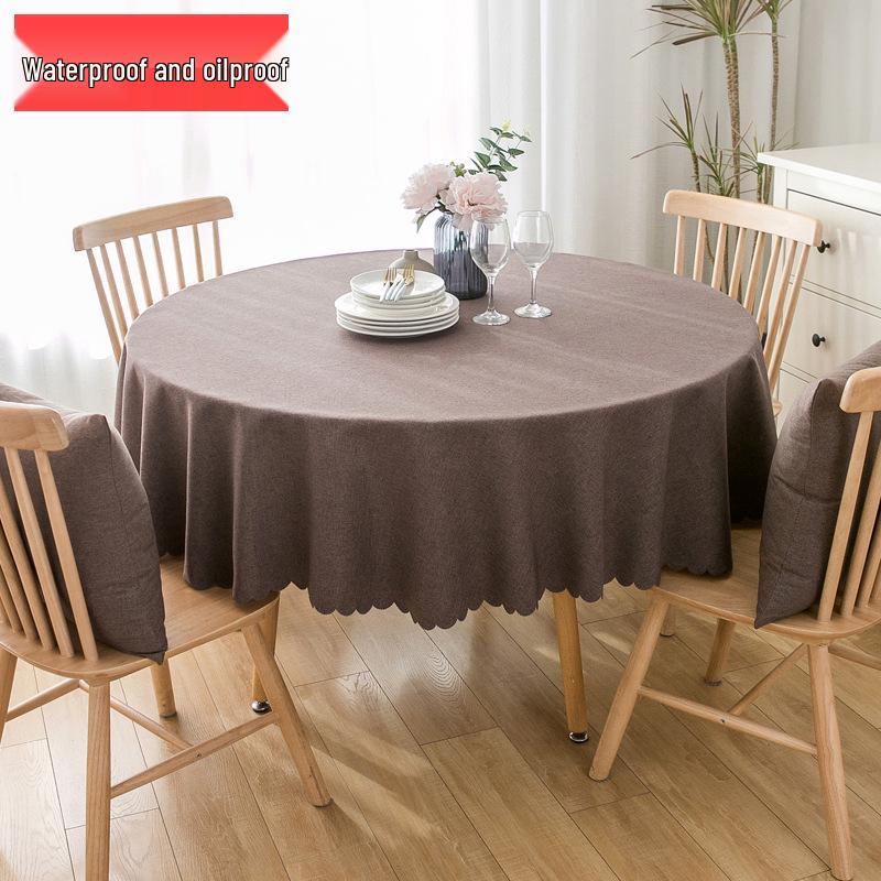 Waterproof Oil-Proof Solid Color Round Tablecloth for Dining, Hotel, and Home