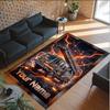 Fire Truck Theme Crystal Velvet Rug Personalized Custom Name Text Soft Floor Mat Home Decor