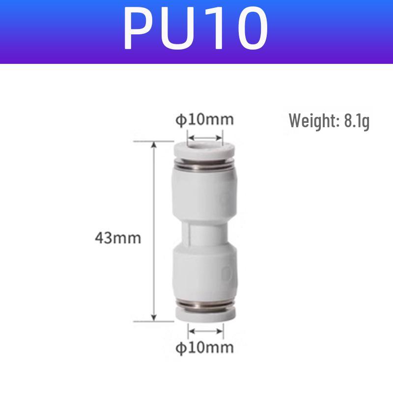 Yadake Pneumatic PU Air Hose Quick Connectors: Straight Equal Diameter Plug for PU4/6/8/10