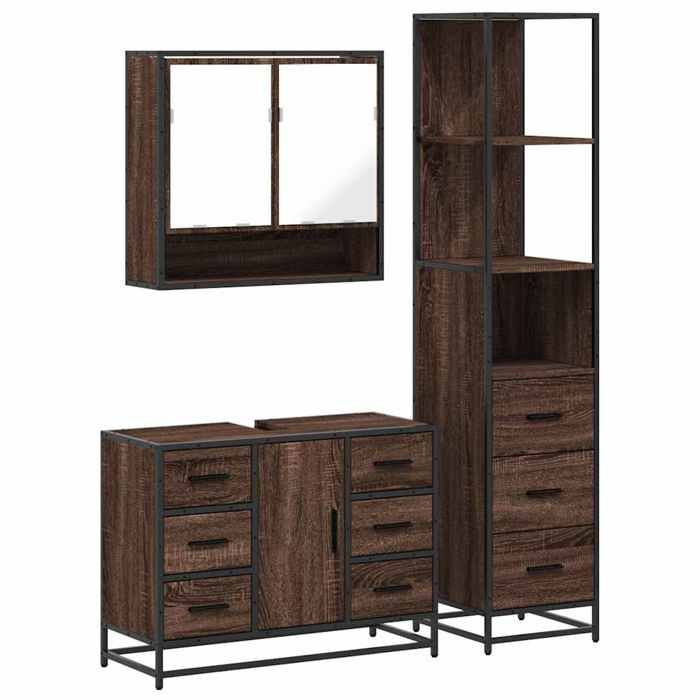 VidaXL Ensemble de meubles de salle de bain 3 pcs Chêne marron 3301174