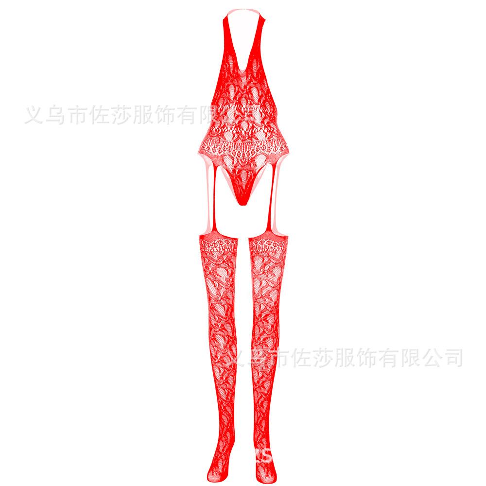 Sex Underwear Hollow Mesh Transparent One-piece Pajamas Nylon Jacquard One-piece