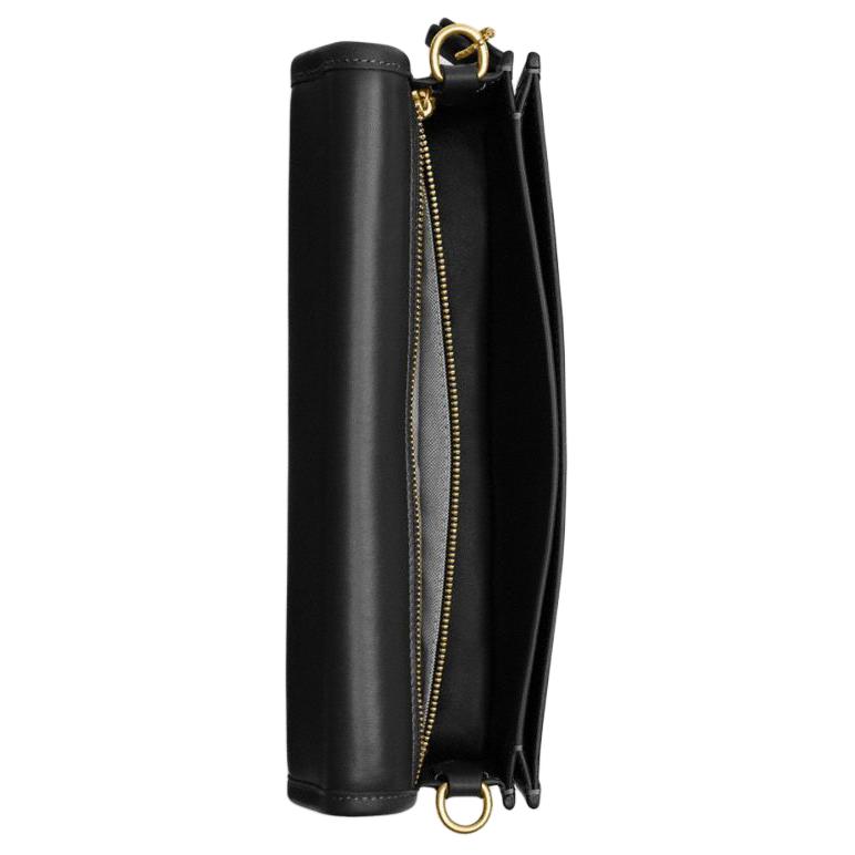 Coach Dinky 26 Borsa a Spalla in Pelle con Chiusura a Moschettone Media da Donna Nera CW641-B4BK
