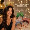 Light‑Up Led 2027 Number Hair Hoop Star Tinsel Christmas Head Hoop Christmas Party