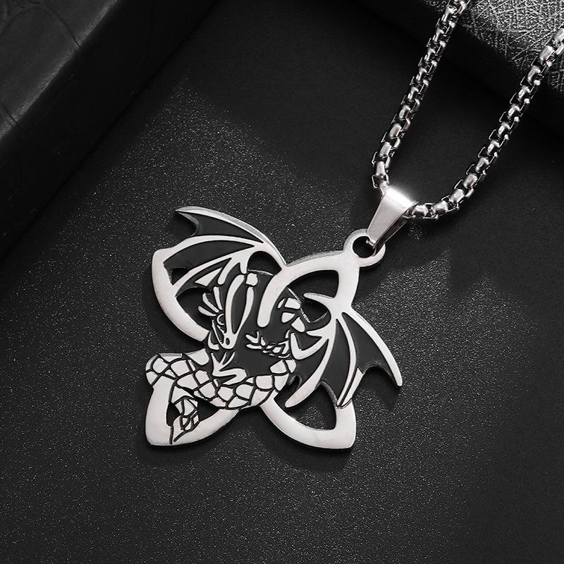 Viking Stainless Steel Necklace Neutral Style European and American Silver Pendant