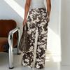 Cow Print Floral Jeans Women's Y2K Streetwear Distressed Straight Leg Loose Long Pants