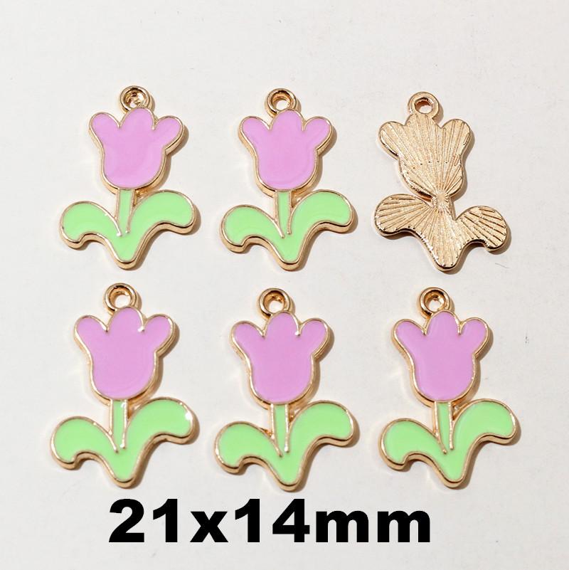 20pcs 17x14mm Flower Charms Pendant Enamel Alloy Small Cute Flower Charms DIY Jewelry Accessories Findings for Necklace Earrings