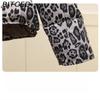 BITCED Short-Length Leopard Print Cotton Jacket for Women with Hood Minimalist Fashion Design, Oversized Fit, Unique Style Cotton Coat