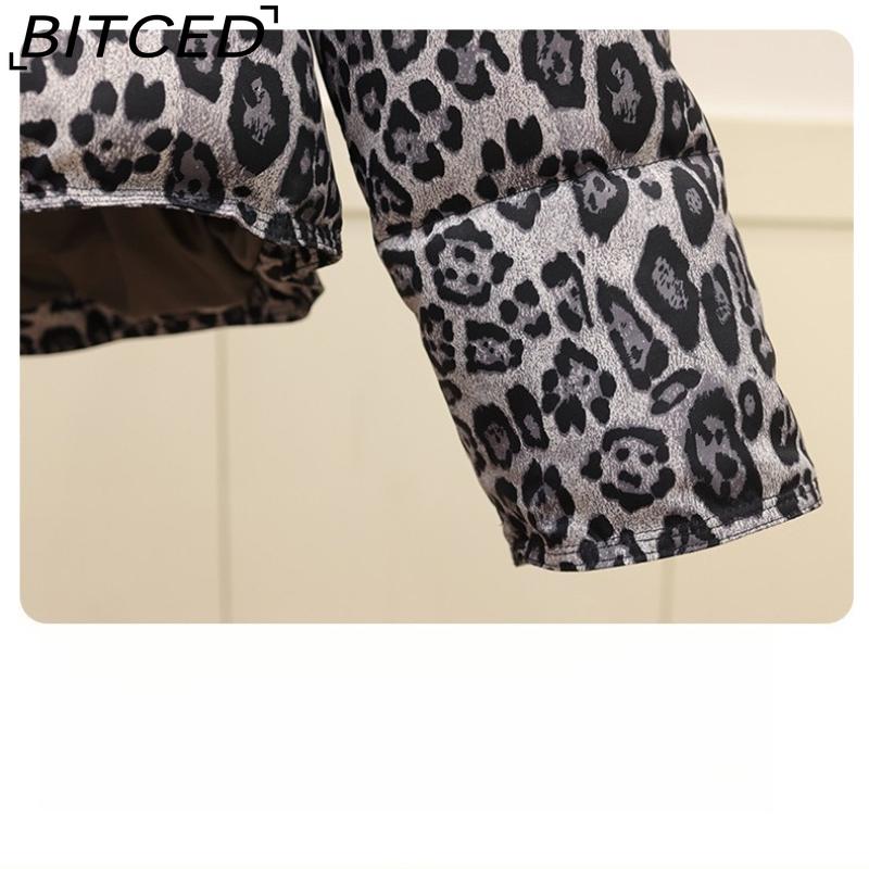 BITCED Short-Length Leopard Print Cotton Jacket for Women with Hood Minimalist Fashion Design, Oversized Fit, Unique Style Cotton Coat