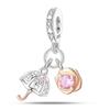 Authentic Original Copper Metal Charm Bead Components Luxury Rose Gold Rose Flower Umbrella Pendant Bead Component Bead Components Compatible With