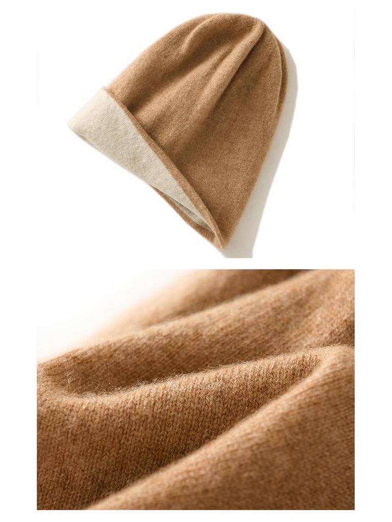Double-Layer Thick Pure Cashmere Beanie: Soft, Warm, Versatile for Autumn & Winter
