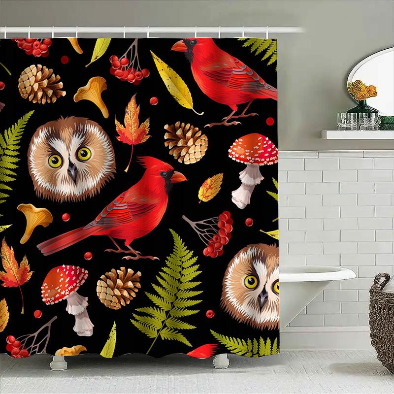 

Modern Floral Print Shower Curtain Waterproof Bath Room Decorative Panel Bathroom Window Privacy Screen W60H190(CM)-1 Pcs